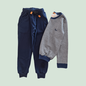CONJUNTO INFANTIL SUETER E CALÇA MOLETOM PELUCIADO MARINHO