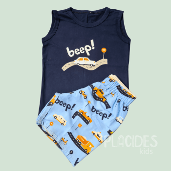 CONJUNTO INFANTIL VERÃO AZUL MARINHO CARRO BEEP