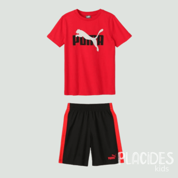 CONJUNTO INFANTIL VERÃO ESPORTIVO PUMA PRETO COM VERMELHO CONJUNTO INFANTIL VERÃO ESPORTIVO PUMA PRETO COM VERMELHO