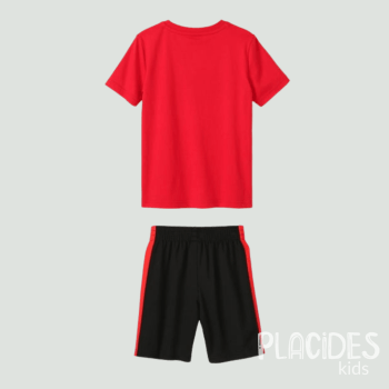 CONJUNTO INFANTIL VERÃO ESPORTIVO PUMA PRETO COM VERMELHO