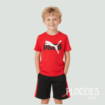 CONJUNTO INFANTIL VERÃO ESPORTIVO PUMA PRETO COM VERMELHO CONJUNTO INFANTIL VERÃO ESPORTIVO PUMA PRETO COM VERMELHO