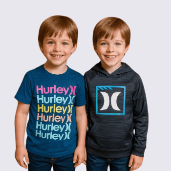 KIT INFANTIL COM CAMISETA MANGA CURTA E BLUSA MANGA LONGA DE CAPUZ HURLEY