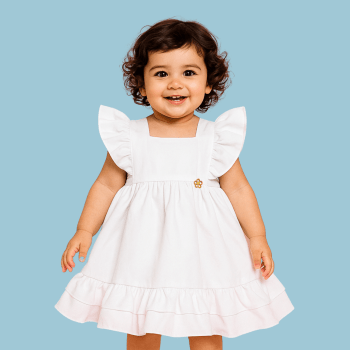VESTIDO INFANTIL ALFAIATARIA LUXO BRANCO