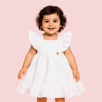 VESTIDO INFANTIL ALFAIATARIA LUXO BRANCO