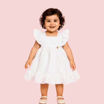 VESTIDO INFANTIL ALFAIATARIA LUXO BRANCO