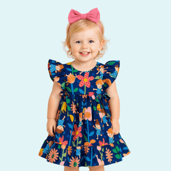 VESTIDO INFANTIL ALFAIATARIA LUXO ISABELLA ESTAMPA AMIGUINHAS FLORAL