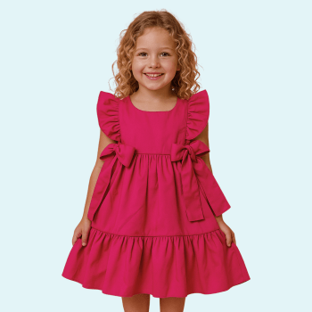 VESTIDO INFANTIL ALFAIATARIA LUXO ISABELLA LISO ROSA PINK
