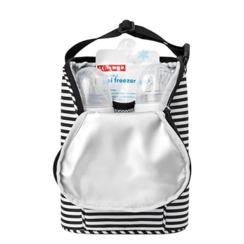 BOLSA TERMICA LISTRADA PRETO E BRANCO SKIP HOP