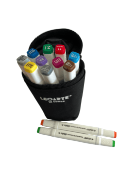 ESTOJO DE CANETINHAS MARCADORES HIDROCOR ESCOLAR PONTA DUPLA 12 CORES