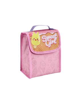 KIT ESCOLAR 5 PEÇAS SEANITE COM MOCHILA, LANCHEIRA, ESTOJO E GARRAFINHA SWEET GIRL SORVETE