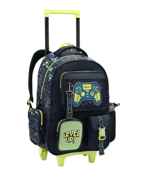 KIT MOCHILA INFANTIL DE RODINHAS E LANCHEIRA GAMER LEVEL UP! SEANITE