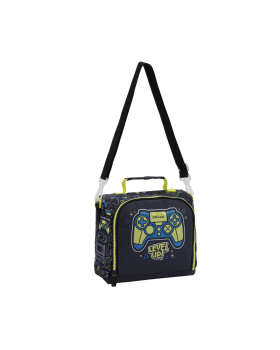 KIT MOCHILA INFANTIL DE RODINHAS E LANCHEIRA GAMER LEVEL UP! SEANITE
