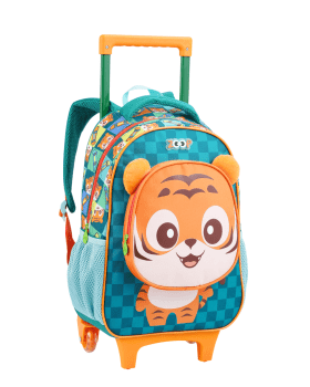 KIT MOCHILA INFANTIL DE RODINHAS E LANCHEIRA TIGRE ZOOP SEANITE
