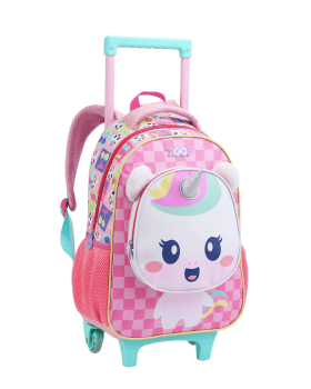 KIT MOCHILA INFANTIL DE RODINHAS E LANCHEIRA UNICORNIO ZOOP SEANITE 