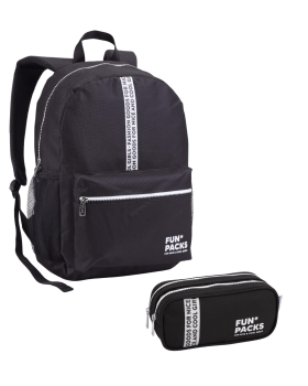 KIT MOCHILA COM ESTOJO JUVENIL PASSEIO ESCOLAR PRETA SEANITE