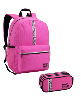 KIT MOCHILA COM ESTOJO JUVENIL PASSEIO ESCOLAR ROSA SEANITE
