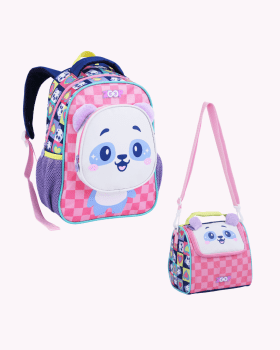 KIT MOCHILA PASSEIO DE COSTAS E LANCHEIRA PANDA ZOOP SEANITE 