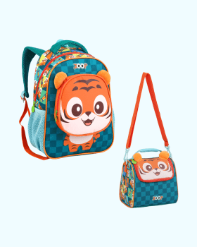 KIT MOCHILA PASSEIO DE COSTAS E LANCHEIRA TIGRE ZOOP SEANITE 