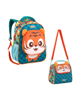 KIT MOCHILA PASSEIO DE COSTAS E LANCHEIRA TIGRE ZOOP SEANITE
