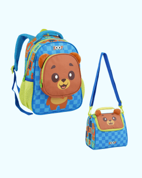 KIT MOCHILA PASSEIO DE COSTAS E LANCHEIRA URSO ZOOP SEANITE 