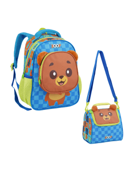 KIT MOCHILA PASSEIO DE COSTAS E LANCHEIRA URSO ZOOP SEANITE