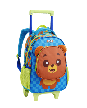 KIT MOCHILA INFANTIL DE RODINHAS E LANCHEIRA URSO ZOOP SEANITE