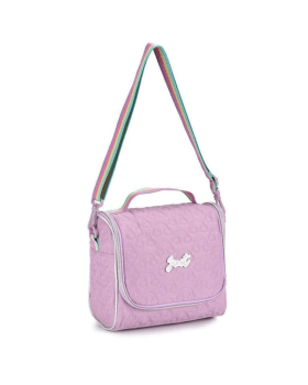 LANCHEIRA TÉRMICA MENINA ESCOLAR BOLSA MATELASSÊ ARCO IRIS LILAS
