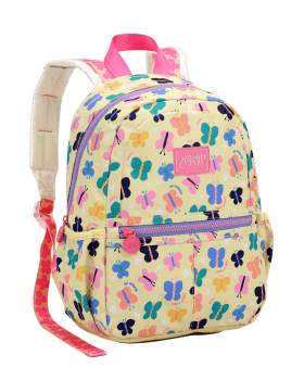 MOCHILA INFANTIL PASSEIO ESCOLAR AMARELA BORBOLETAS ZOOP